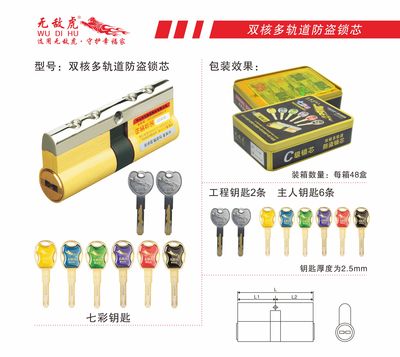 双核多轨道防盗锁芯