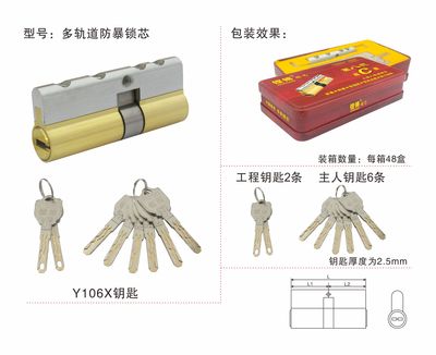 多轨道防暴锁芯